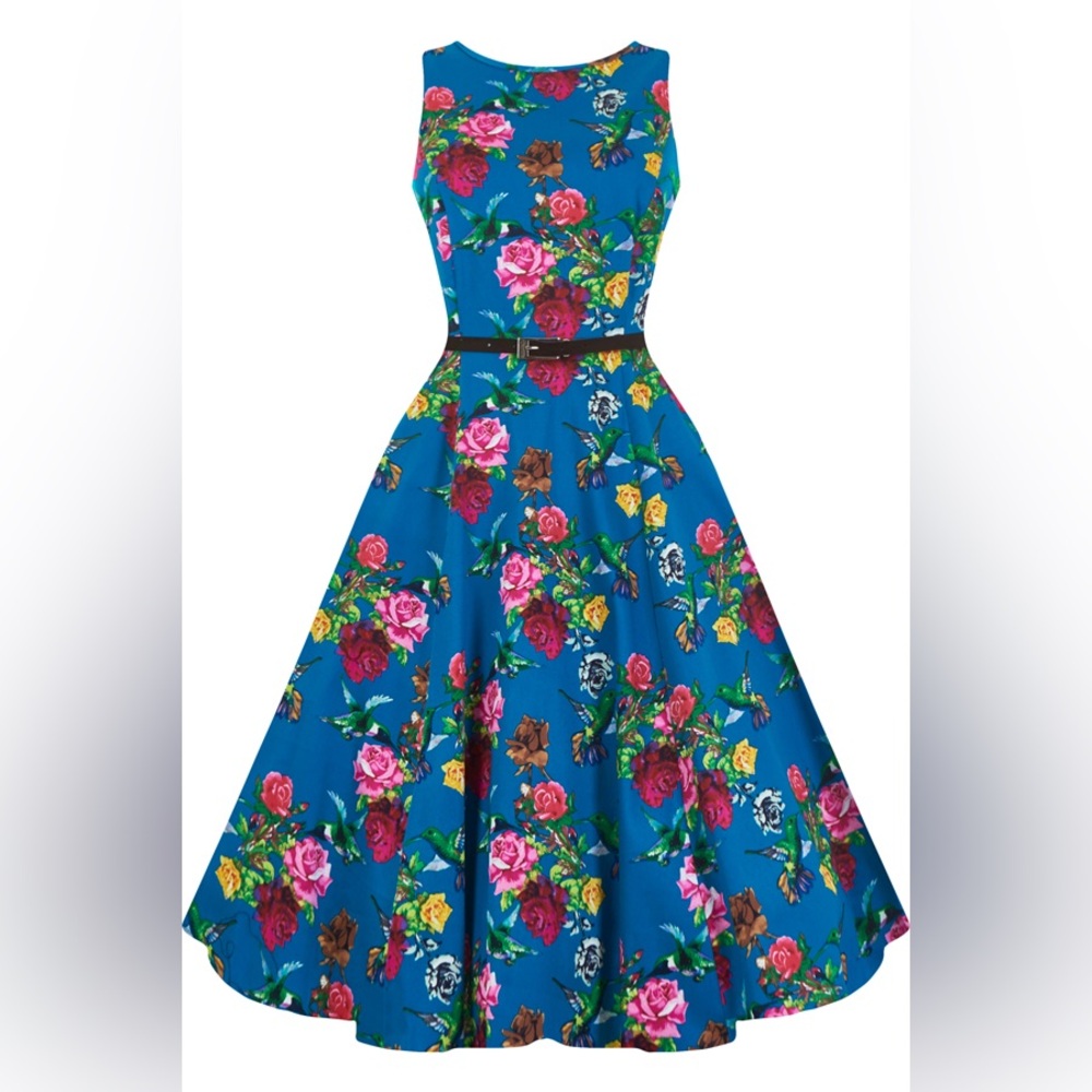 Floral Sleeveless Dress - Green vintage repro